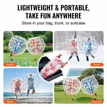 Inflatable Bumper Balls 2-Pack 4FT/1.2M Body Sumo Zorb Balls for Teen &  0.8mm Thick PVC Human Hamster Bubble Balls Play Bumper Bopper Toys