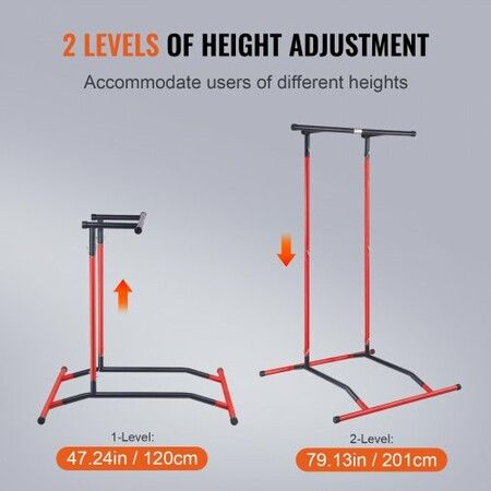 Power Tower Dip Station 2-Level Height Adjustable Pull Up Bar Stand Multi-Function Strength Training Workout Equipment Home Gym Fitness Dip Bar 220LBS