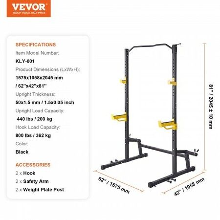 Squat Stand Power Rack Adjustable Heavy Duty Barbell Weight Stand Home Gym