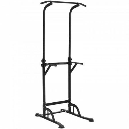 Power Tower Dip Station 10-Level Height Adjustable Pull Up Bar Stand Multi-Function Strength Training Workout Equipment with 4 Suction Foot Covers Home Gym