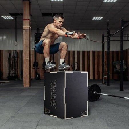 3 in 1 Plyometric Jump Box 30/24/20 Inch Wooden Plyo Box Platform & Jumping Agility Box Anti-Slip Fitness Exercise Step Up Box