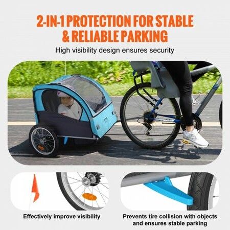 Bike Trailer for Toddlers Kids Double Seat 50 kg Load Tow Behind Foldable Child Bicycle Trailer with Universal Bicycle Coupler Canopy Carrier