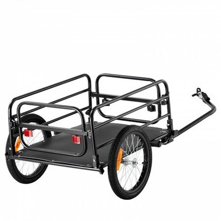 Bike Cargo Trailer 72.5 kg Load Heavy-Duty Bicycle Wagon Cart Foldable w Universal Hitch 406.4 mm Wheels Fits 558.8-711.2 mm Bike Wheels