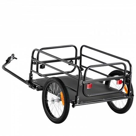 Bike Cargo Trailer 72.5 kg Load Heavy-Duty Bicycle Wagon Cart Foldable w Universal Hitch 406.4 mm Wheels Fits 558.8-711.2 mm Bike Wheels