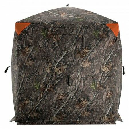 Hunting Blind 270degree See Through Ground Blind 2-3 Person Pop Up Deer Blind for Hunting with Carrying Bag Portable Resilient Hunting Tent