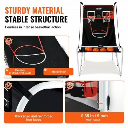 Foldable Basketball Arcade Game 2 Player Indoor Basketball Game Home Dual Shot Sport with 4 Balls 8 Game Modes Electronic Scoreboard & Inflation Pump