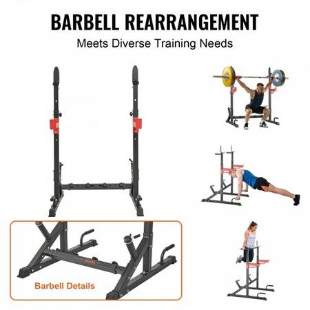 Squat Power Rack Adjustable Heavy Duty Barbell Weight Bench Press Stand