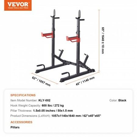 Squat Power Rack Adjustable Heavy Duty Barbell Weight Bench Press Stand