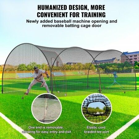 Baseball Batting Cage Softball and Baseball Batting Cage Net and Frame 22x12x8ft Practice Portable Cage Net with Carry Bag Heavy Duty Enclosed Cage