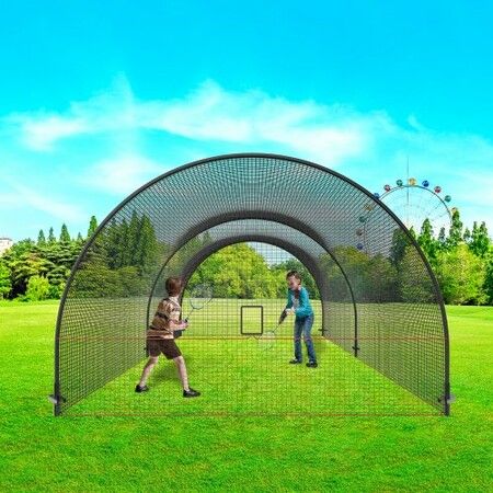 Baseball Batting Cage Softball and Baseball Batting Cage Net and Frame 22x12x8ft Practice Portable Cage Net with Carry Bag Heavy Duty Enclosed Cage