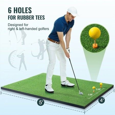 5x4ft Golf Hitting Mat Turf Golf Training Aid Indoor Outdoor Practice