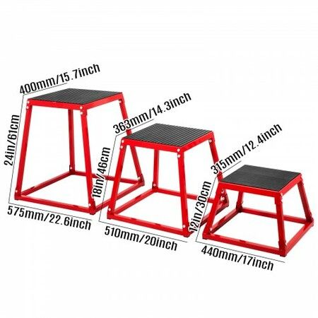 Plyometric Platform Box 12 Inch 18 Inch 24 Inch Plyometric Boxes red plyometric box set for Training (Set of 12/18/24 Inch)