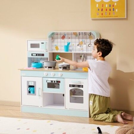 Kitchen Playset Kids Pretend Cooking Play Toy 24 Piece Accessories White