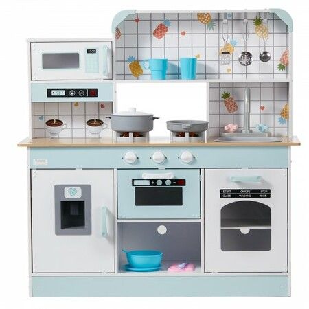 Kitchen Playset Kids Pretend Cooking Play Toy 24 Piece Accessories White