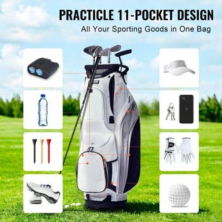 Golf Cart Bag with 14 Way Organizer Divider Top 36inch 13 Pockets Premium Nylon Cart Bag Durable Golf Bags with Handles & Dust Cover & Detachable Straps