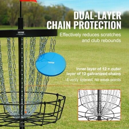 Disc Golf Basket 24-Chains Portable Disc Golf Target Hole Heavy Duty Steel Practice Disc Golf Target Disc Golf Course Basket Disc Golf Basket Stand