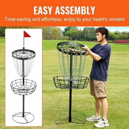 Disc Golf Basket 24-Chains Portable Disc Golf Target Hole Heavy Duty Steel Practice Disc Golf Target Disc Golf Course Basket Disc Golf Basket Stand