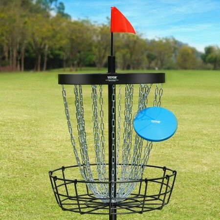 Disc Golf Basket 24-Chains Portable Disc Golf Target Hole Heavy Duty Steel Practice Disc Golf Target Disc Golf Course Basket Disc Golf Basket Stand