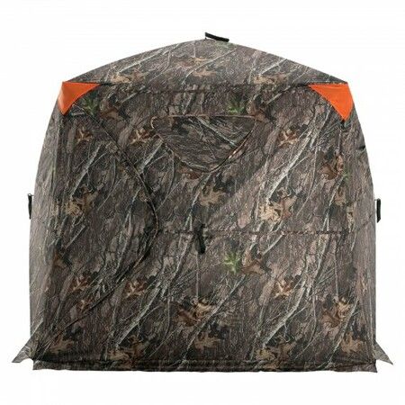 Hunting Blind 270degree See Through Ground Blind 4-5 Person Pop Up Deer Blind with Carrying Bag Portable Resilient Hunting Tent One-Way See-Through Mesh