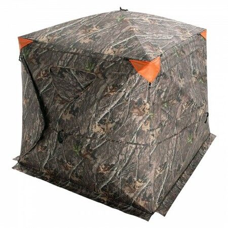 Hunting Blind 270degree See Through Ground Blind 4-5 Person Pop Up Deer Blind with Carrying Bag Portable Resilient Hunting Tent One-Way See-Through Mesh