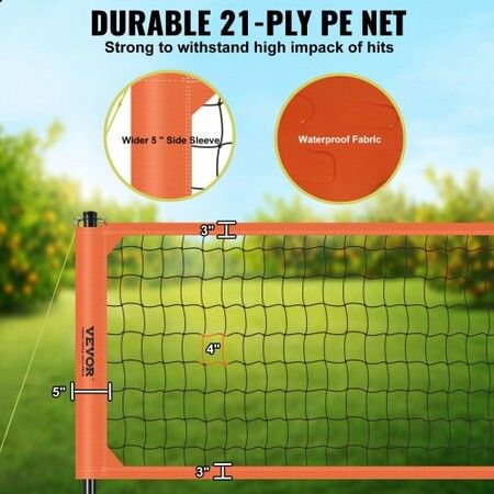 Outdoor Portable Volleyball Net System Adjustable Height Aluminum Poles Professional Volleyball Set with PVC Volleyball Pump Carrying Bag Heavy Duty