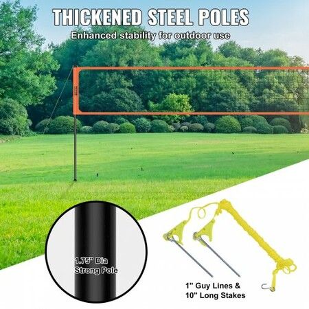 Outdoor Portable Volleyball Net System Adjustable Height Aluminum Poles Professional Volleyball Set with PVC Volleyball Pump Carrying Bag Heavy Duty