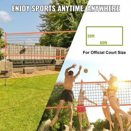 Outdoor Portable Volleyball Net System Adjustable Height Aluminum Poles Professional Volleyball Set with PVC Volleyball Pump Carrying Bag Heavy Duty