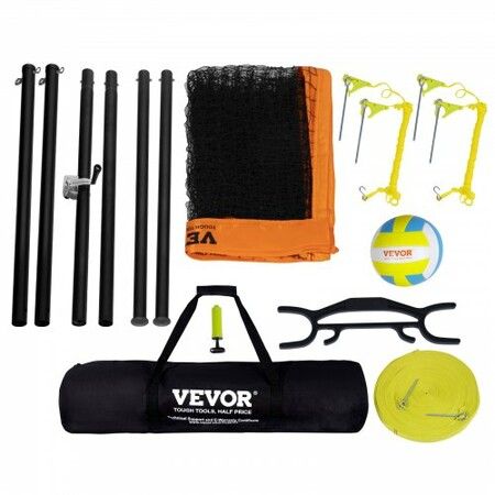 Outdoor Portable Volleyball Net System Adjustable Height Aluminum Poles Professional Volleyball Set with PVC Volleyball Pump Carrying Bag Heavy Duty