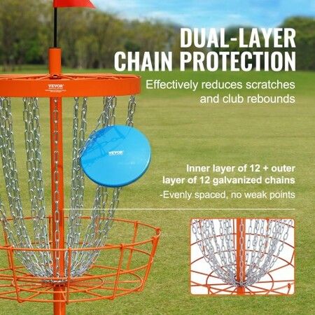 Disc Golf Basket 24-Chains Portable Disc Golf Target Hole Heavy Duty Steel Practice Disc Golf Basket Stand Equipment Indoor & Outdoor Pro Golf Basket Set