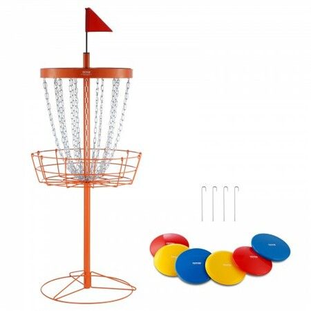 Disc Golf Basket 24-Chains Portable Disc Golf Target Hole Heavy Duty Steel Practice Disc Golf Basket Stand Equipment Indoor & Outdoor Pro Golf Basket Set