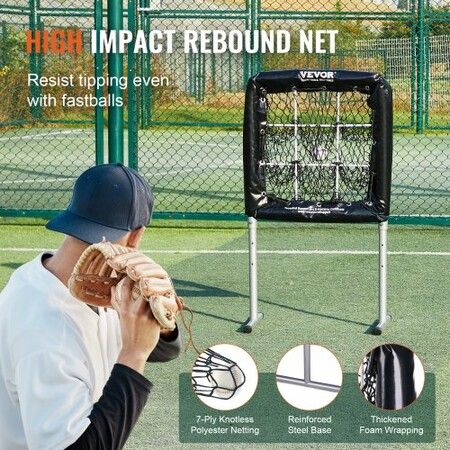 9 Hole Baseball Softball Pitching Net 9 Pocket Hitting Practice 28"x27"