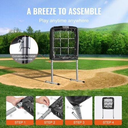 9 Hole Baseball Softball Pitching Net 9 Pocket Hitting Practice 28"x27"