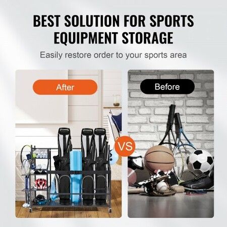 Golf Storage Garage Organizer 3 Golf Bag Stand Holder and Other Sports Equipment Storage Rack Rolling Ball Cart on Wheels Outdoor Sport Gear & Toy Storage