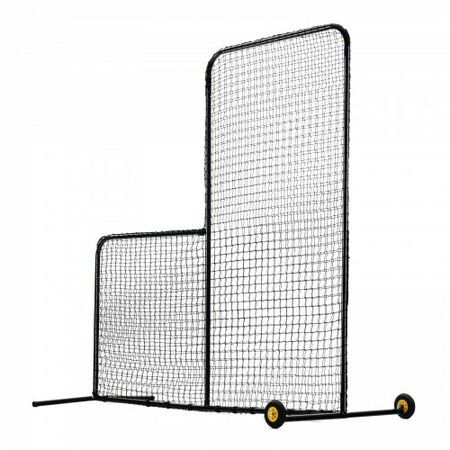 L Screen Baseball for Batting Cage 7x7 ft Softball Safety Screen Body Protector Portable Batting Screen with Carry Bag Wheels Ground Stakes Heavy Duty