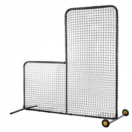 L Screen Baseball for Batting Cage 7x7 ft Softball Safety Screen Body Protector Portable Batting Screen with Carry Bag Wheels Ground Stakes Heavy Duty