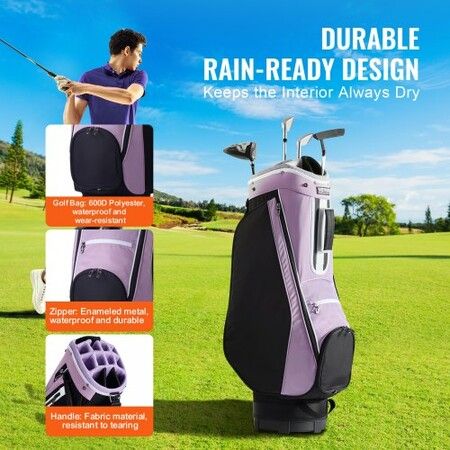 Golf Cart Bag with 14 Way Organizer Divider Top 36inch Multiple Pockets Premium Cart Bag Durable Golf Bags with Handles & Dust Cover & Detachable Strap