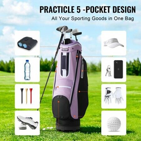 Golf Cart Bag with 14 Way Organizer Divider Top 36inch Multiple Pockets Premium Cart Bag Durable Golf Bags with Handles & Dust Cover & Detachable Strap