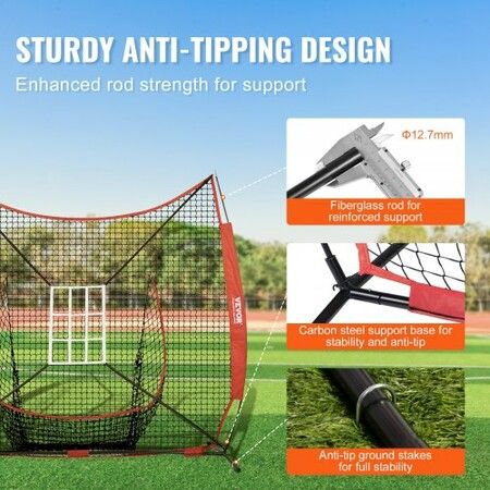 7x7 ft Baseball Softball Practice Net Portable Baseball Training Net for Hitting Catching Pitching Backstop Equipment with Bow Frame Carry Bag Strike Zone