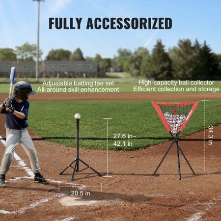 7x7 ft Baseball Softball Practice Net Portable Baseball Training Net for Hitting Catching Pitching Backstop Equipment with Bow Frame Carry Bag Strike Zone