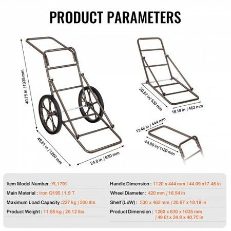 Folding Deer Cart Game Hauler Utility Gear Dolly 500 LBS Capacity
