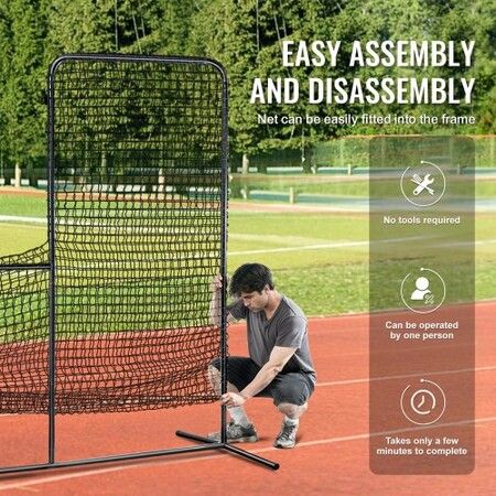 L Screen Baseball for Batting Cage 7x7 ft Baseball Softball Safety Screen Body Protector Portable Batting Screen with Carry Bag & Ground Stakes Heavy Duty