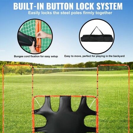 3-IN-1 Lacrosse Goal with Backstop and Target3.7mx2.7m Lacrosse Net Steel Frame Backyard Lacrosse Rebounder Equipment Quick & Easy Setup Training Net