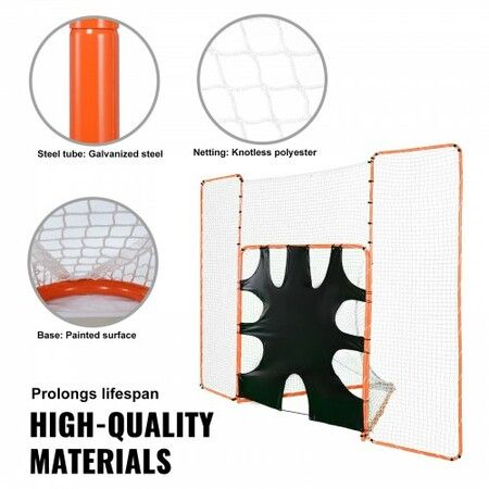 3-IN-1 Lacrosse Goal with Backstop and Target3.7mx2.7m Lacrosse Net Steel Frame Backyard Lacrosse Rebounder Equipment Quick & Easy Setup Training Net