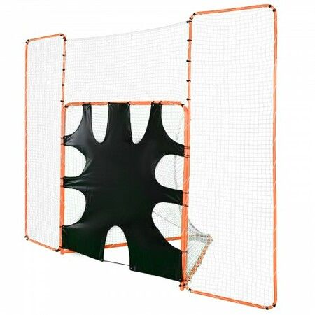 3-IN-1 Lacrosse Goal with Backstop and Target3.7mx2.7m Lacrosse Net Steel Frame Backyard Lacrosse Rebounder Equipment Quick & Easy Setup Training Net