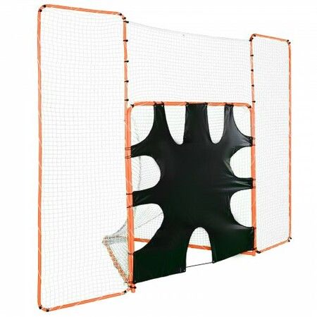 3-IN-1 Lacrosse Goal with Backstop and Target3.7mx2.7m Lacrosse Net Steel Frame Backyard Lacrosse Rebounder Equipment Quick & Easy Setup Training Net