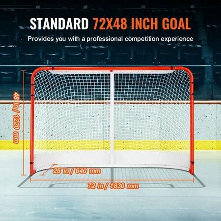 Street Hockey Net Indoor Outdoor Steel Hockey Goal Set 72"x48"