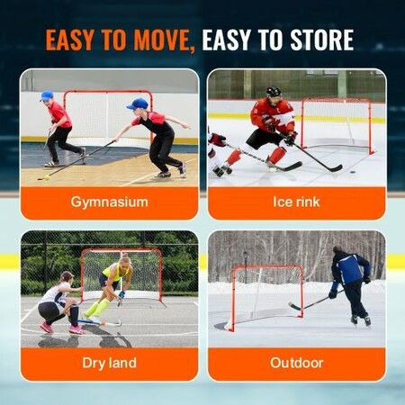 Street Hockey Net Indoor Outdoor Steel Hockey Goal Set 72"x48"