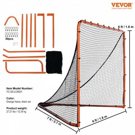 Lacrosse Goal 1.8mx1.8m Lacrosse Net Folding Portable Backyard Lacrosse Training Equipment Steel Frame Training Net Quick & Easy Setup Lacrosse Goal