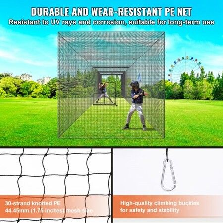 Baseball Batting Netting Professional Softball Baseball Batting Hitting Training Net Practice Portable Pitching Cage Net with Door & Carry Bag (NET ONLY)