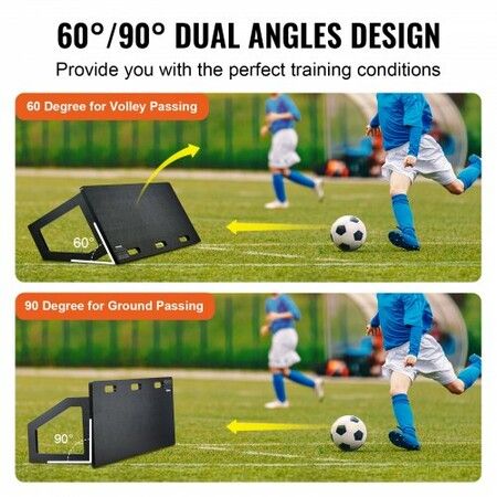 Soccer Rebounder Board 115x45 cm Portable Soccer Wall with 2 Angles Rebound Foldable HDPE Kickback Rebound Board Soccer Training Equipment